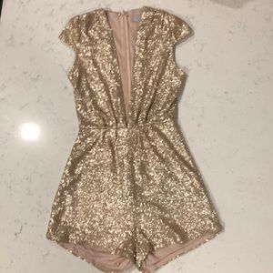 Tobi Rose Gold Sequin Romper